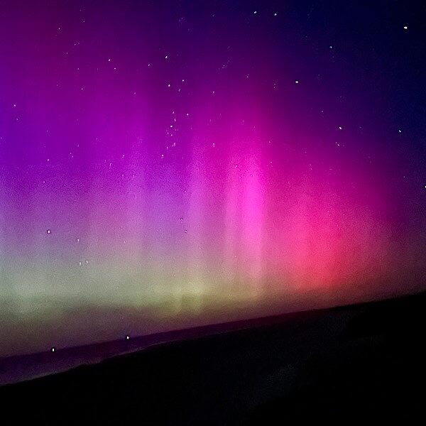 Polarlichter am Nordstrand auf der Düne Helgoland