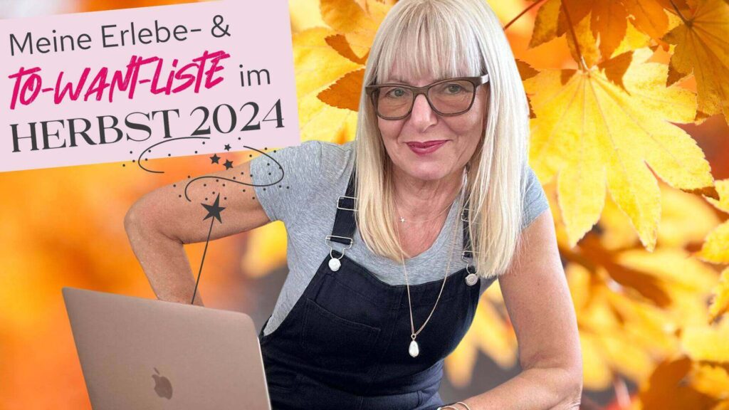 Birgit Elke Ising mit Rechner vor Herbstlaub,, Sovial Media-Vorschau